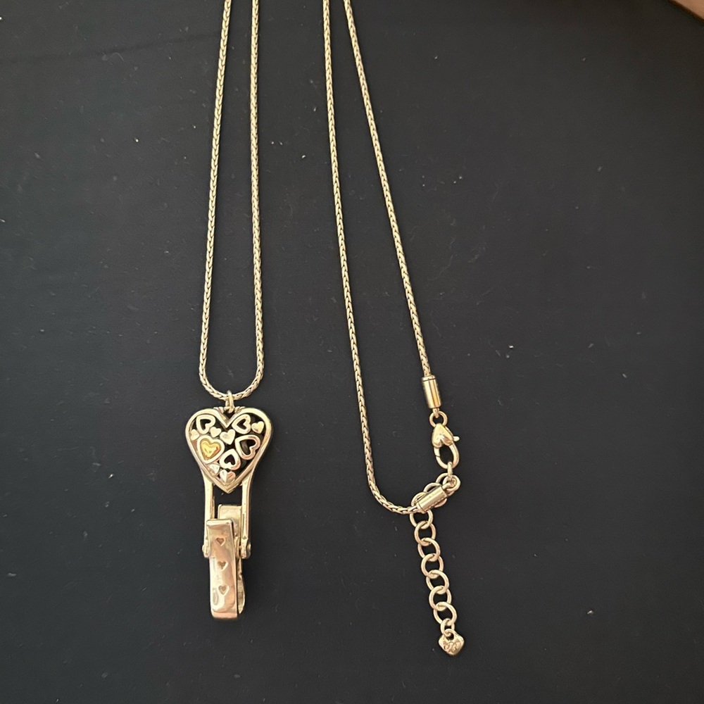 Brighton Floating Heart Badge Clip Necklace